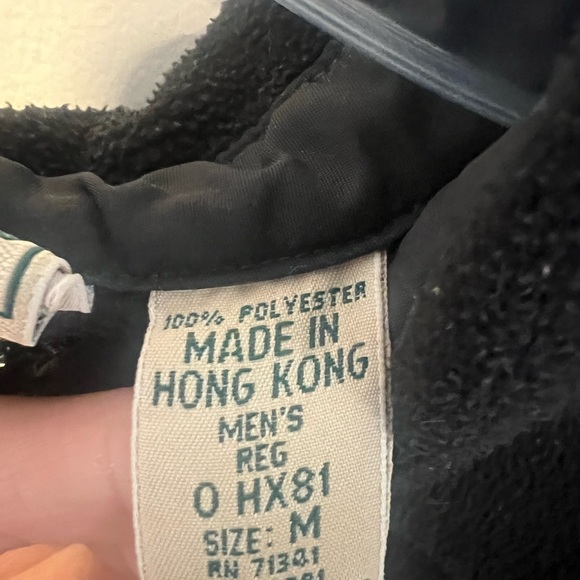 LLBean Men’s 90s Vintage Sport Pullover Black Collared Fleece Shacket size M - Picture 5 of 12